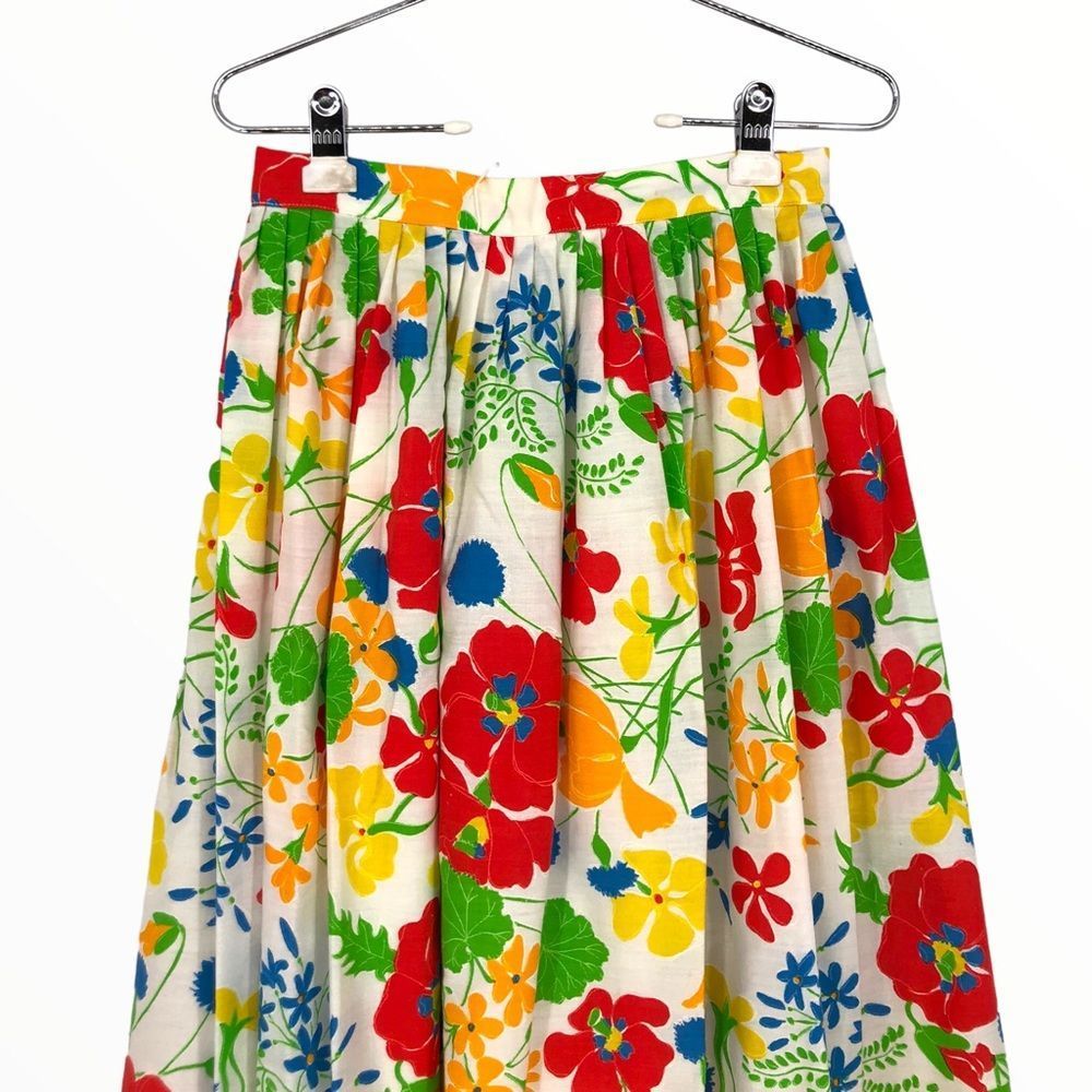 70’s Vintage Adelaar Bold Multicolor Floral Full Maxi Skirt - Picture 2 of 11